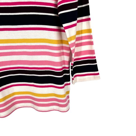 Talbots Sz Small Soft Pink Yellow Colorful Blouse Shirt Top 3/4 Sleeve Tropical - Picture 4 of 7